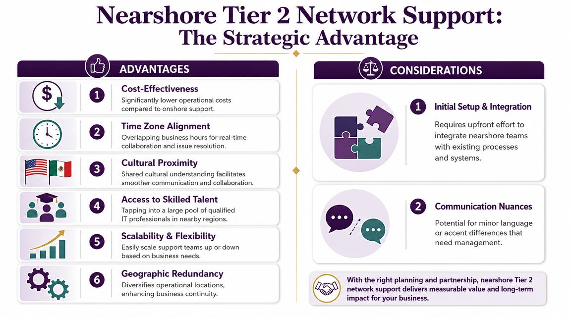 Tier 2 Network Support: A Guide for Growing Businesses 4 The Nearshore Advantage for Tier 2 Network Support
