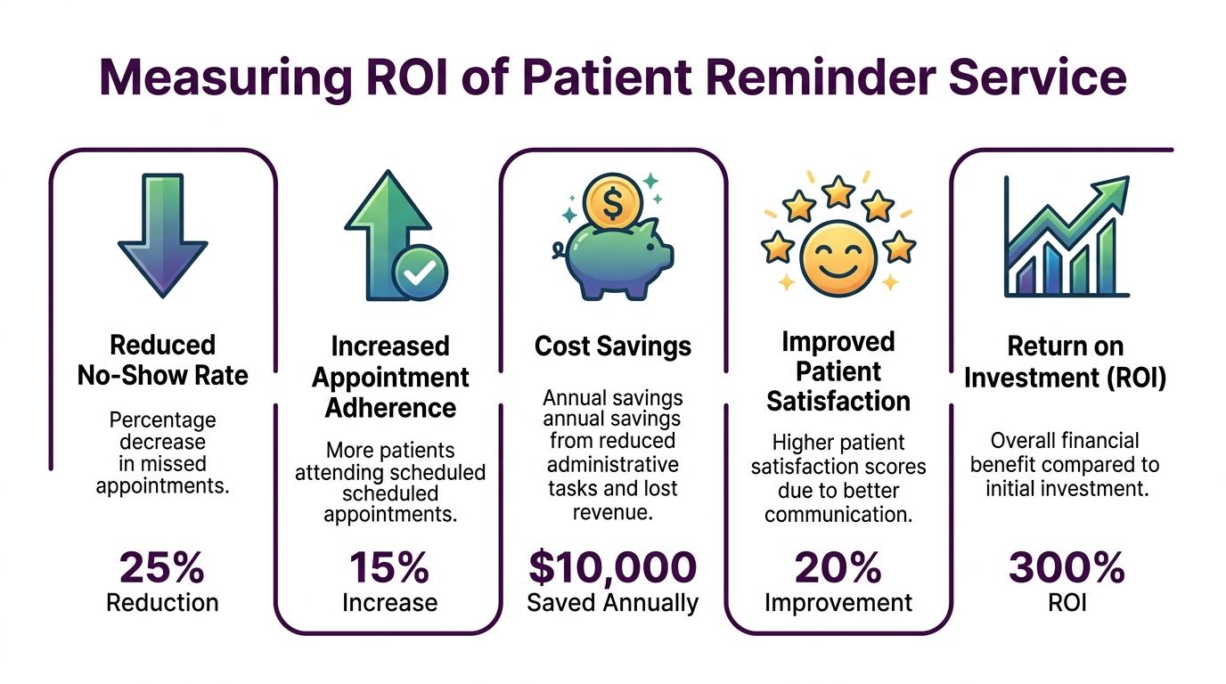 Patient Appointment Reminder Service: A 2026 Guide 4 An infographic showing the ROI metrics for a patient appointment reminder service with key performance statistics.