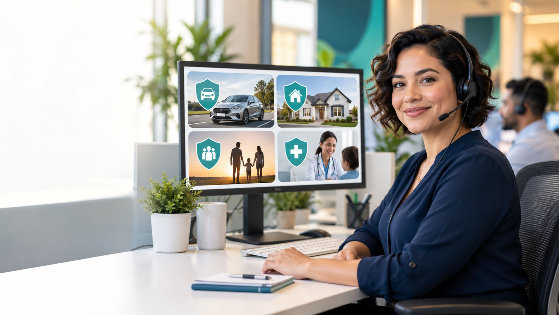 Bilingual insurance call center agent supporting auto, home, life, and health policyholders