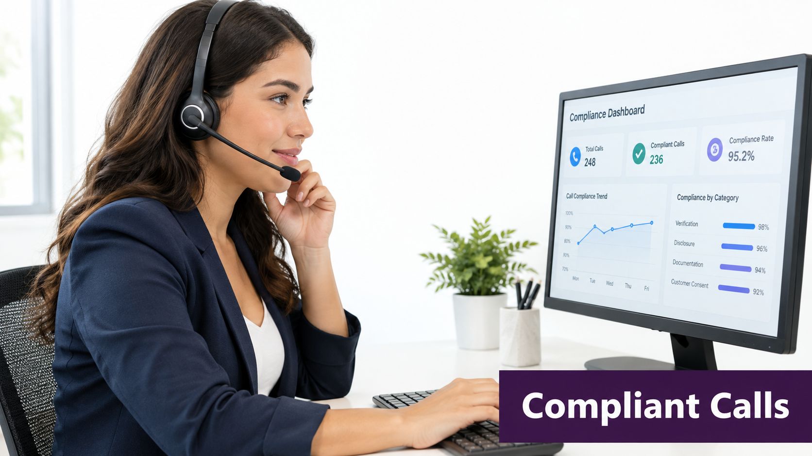 Debt Collection Call Center: A Practical Guide for 2026 1 A headset-wearing representative reviews account information on an office computer.